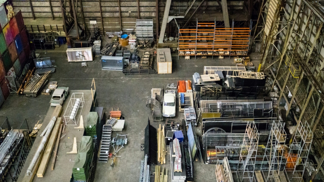 aerial photo of gray metal parts